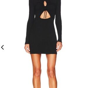 Steve Madden Black Long-Sleeve Cutout Tie-Front Mini Dress